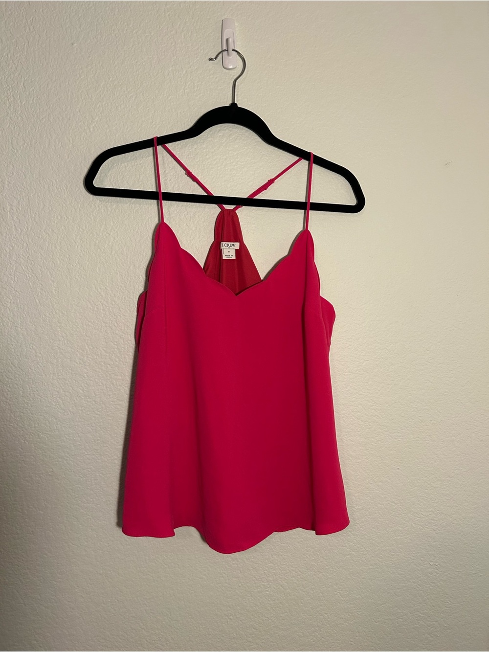 J. Crew Hot Pink Scalloped Cami Women's 8